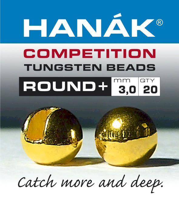 Hanak Competition Tungsten Beads ROUND + Gold